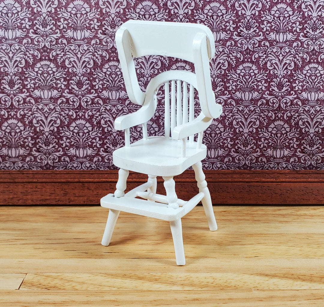 Dollhouse High Chair 1:12 Scale Miniature Furniture Wood with a White Finish - Miniature Crush