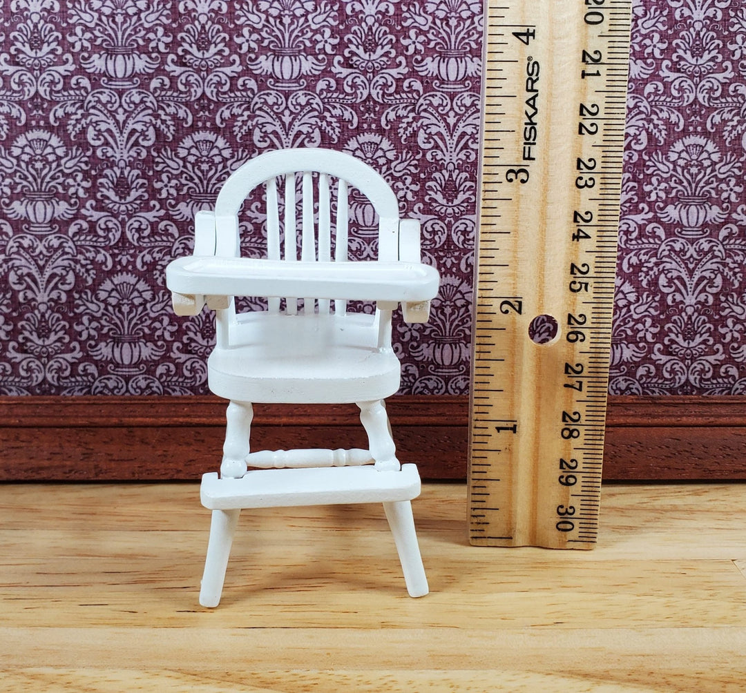 Dollhouse High Chair 1:12 Scale Miniature Furniture Wood with a White Finish - Miniature Crush