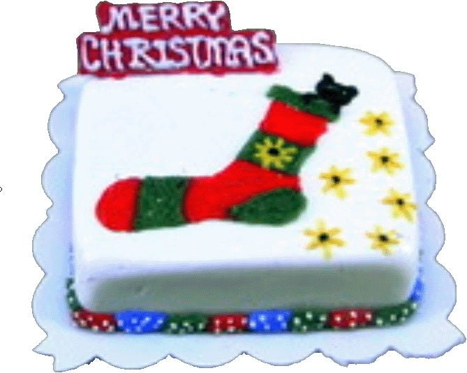 Dollhouse Holiday Stocking Sheet Cake 1:12 Scale Miniature Dessert Food Bakery - MiniatureCrush
