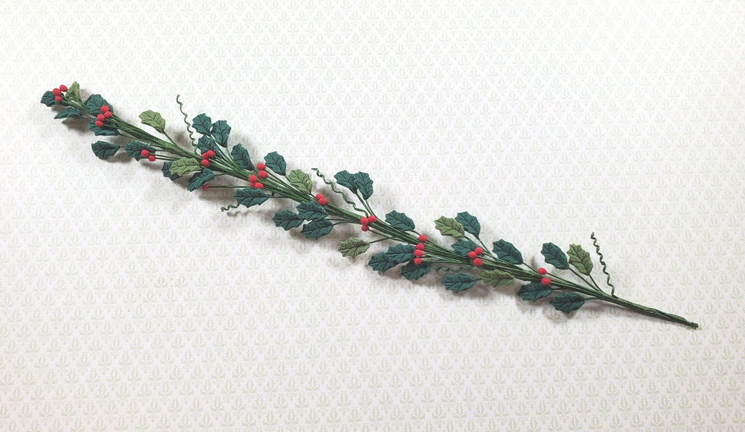 Dollhouse Holly and Red Berry Vine 1:12 Scale Miniature Garden Plants Flowers - MiniatureCrush