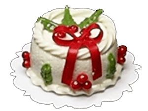 Dollhouse Holly and Red Bow Christmas Cake 1:12 Scale Miniature Dessert - MiniatureCrush