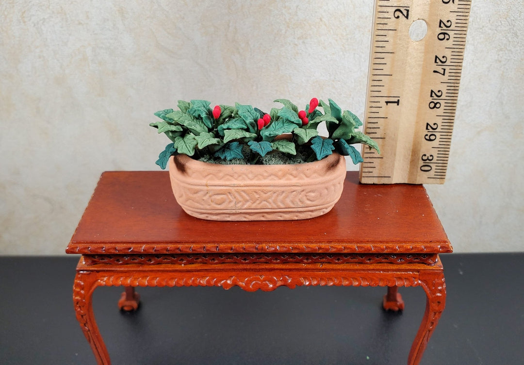 Dollhouse Holly Plant with Berries in a Terra Cotta Planter 1:12 Scale Miniature - MiniatureCrush