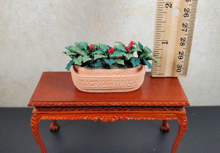 Dollhouse Holly Plant with Berries in a Terra Cotta Planter 1:12 Scale Miniature - MiniatureCrush