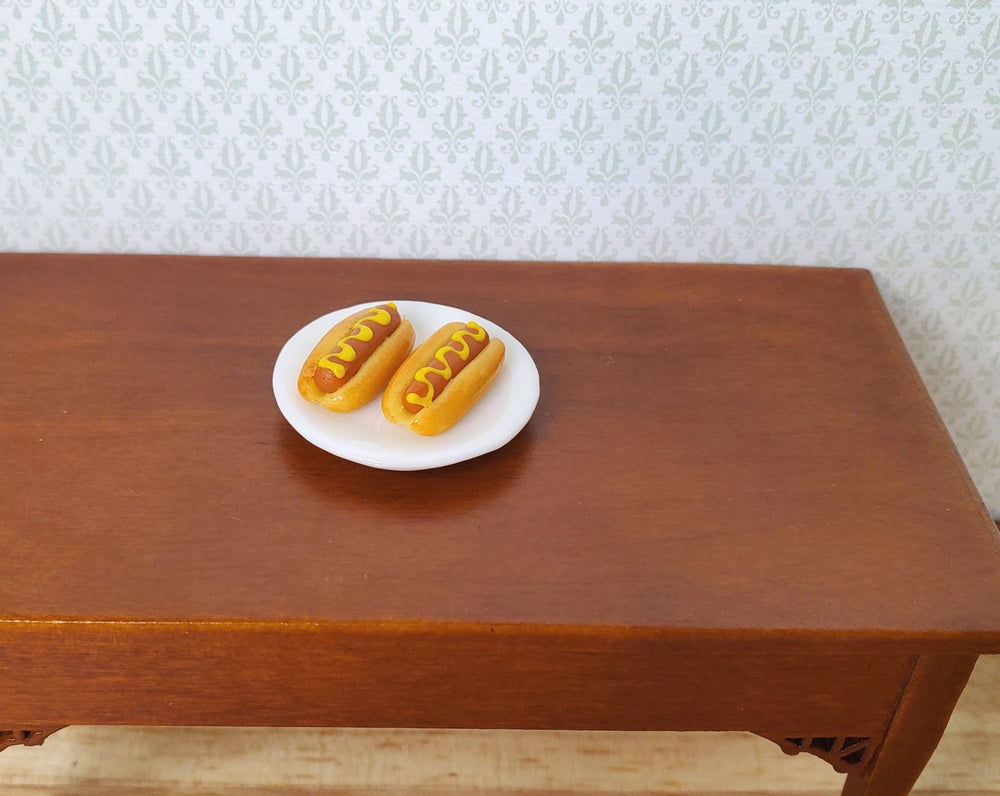 Dollhouse Hot Dogs with Mustard Set of 2 1:12 Scale Miniature Food Kitchen - MiniatureCrush