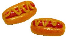 Dollhouse Hot Dogs with Mustard Set of 2 1:12 Scale Miniature Food Kitchen - MiniatureCrush
