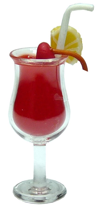 Dollhouse Hurricane Cocktail with Straw 1:12 Scale Miniature Drink - MiniatureCrush