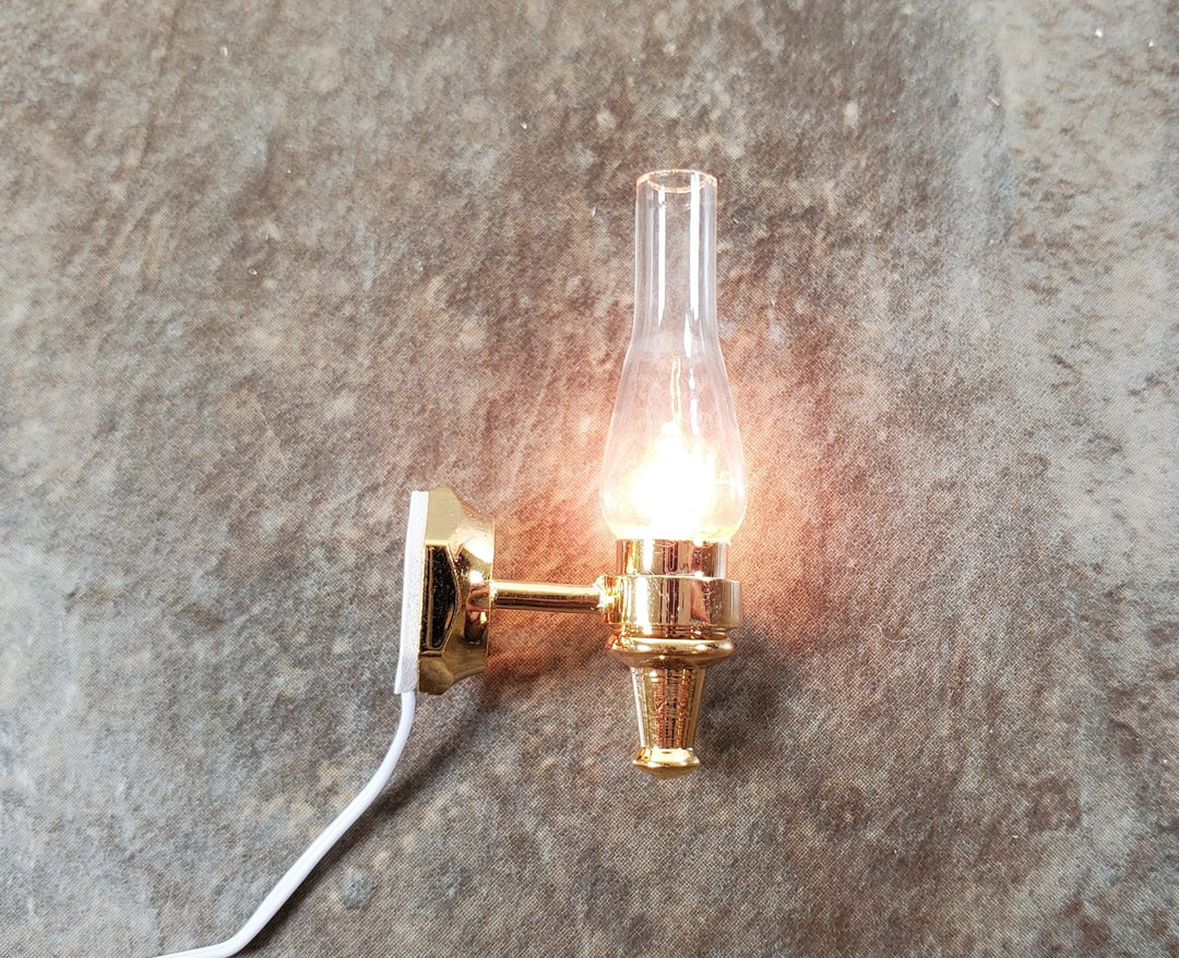 Dollhouse Hurricane Light Sconce 12 Volt with Plug 1:12 Scale Miniature Lamp - Miniature Crush