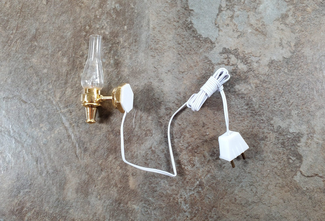 Dollhouse Hurricane Light Sconce 12 Volt with Plug 1:12 Scale Miniature Lamp - Miniature Crush