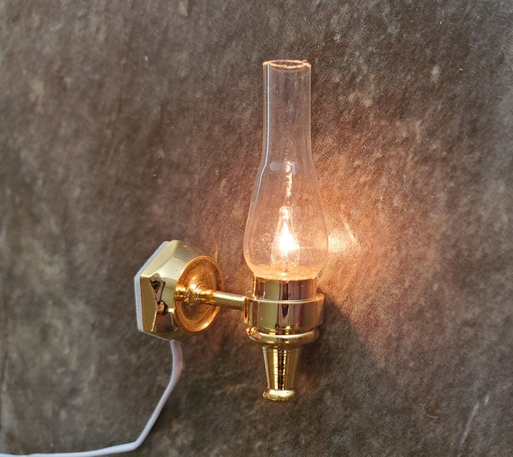 Dollhouse Hurricane Light Sconce 12 Volt with Plug 1:12 Scale Miniature Lamp - Miniature Crush