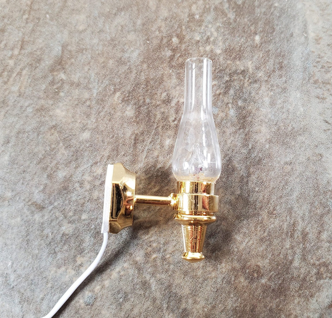 Dollhouse Hurricane Light Sconce 12 Volt with Plug 1:12 Scale Miniature Lamp - Miniature Crush