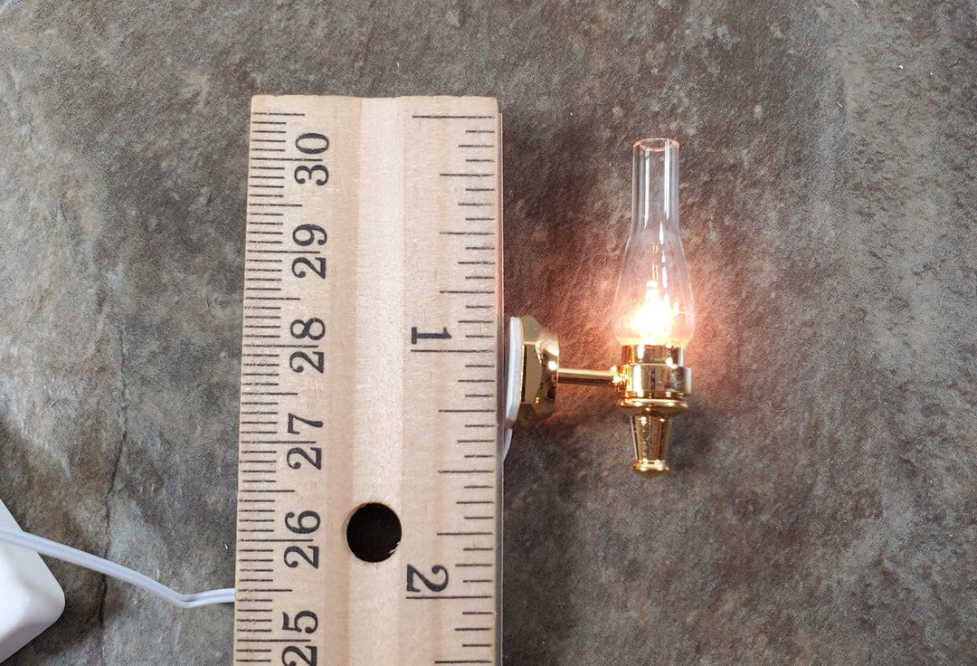 Dollhouse Hurricane Light Sconce 12 Volt with Plug 1:12 Scale Miniature Lamp - Miniature Crush