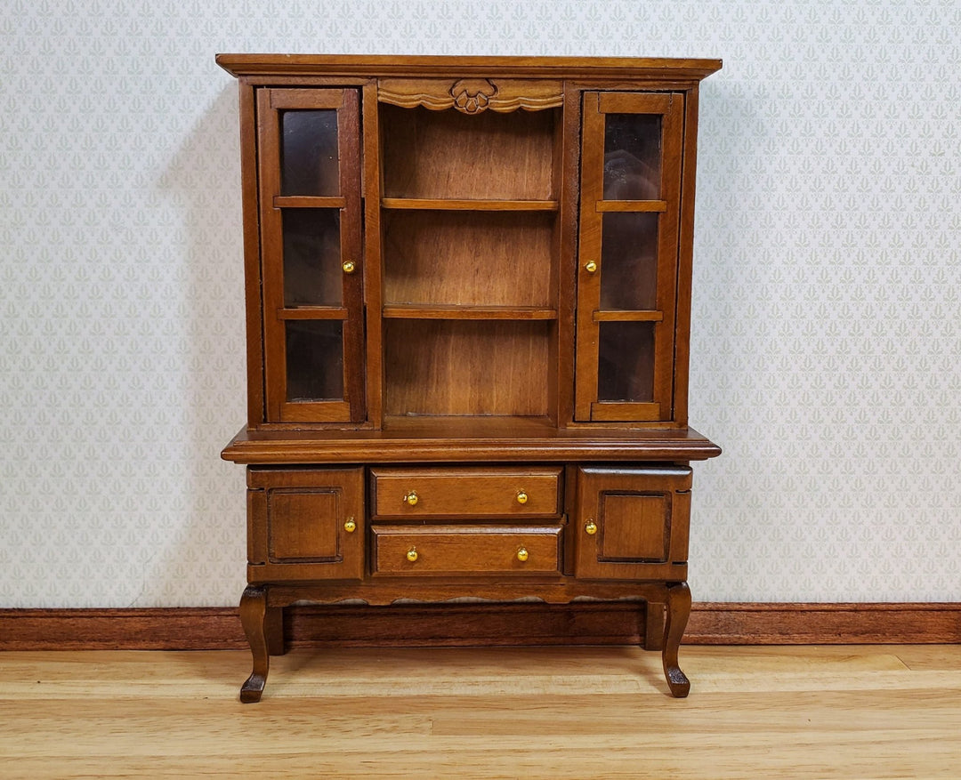Dollhouse Hutch Cabinet Queen Anne Style Wood 1:12 Scale Miniature Furniture - MiniatureCrush