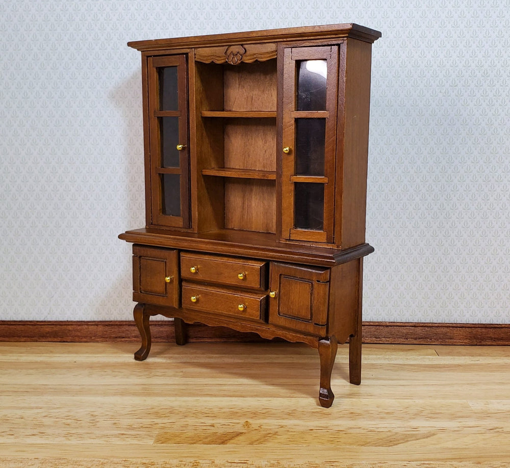 Dollhouse Hutch Cabinet Queen Anne Style Wood 1:12 Scale Miniature Furniture - MiniatureCrush