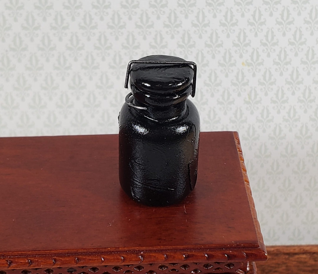 Dollhouse Jar Large Black Glass with Removable Lid 1:12 Scale Miniature - Miniature Crush