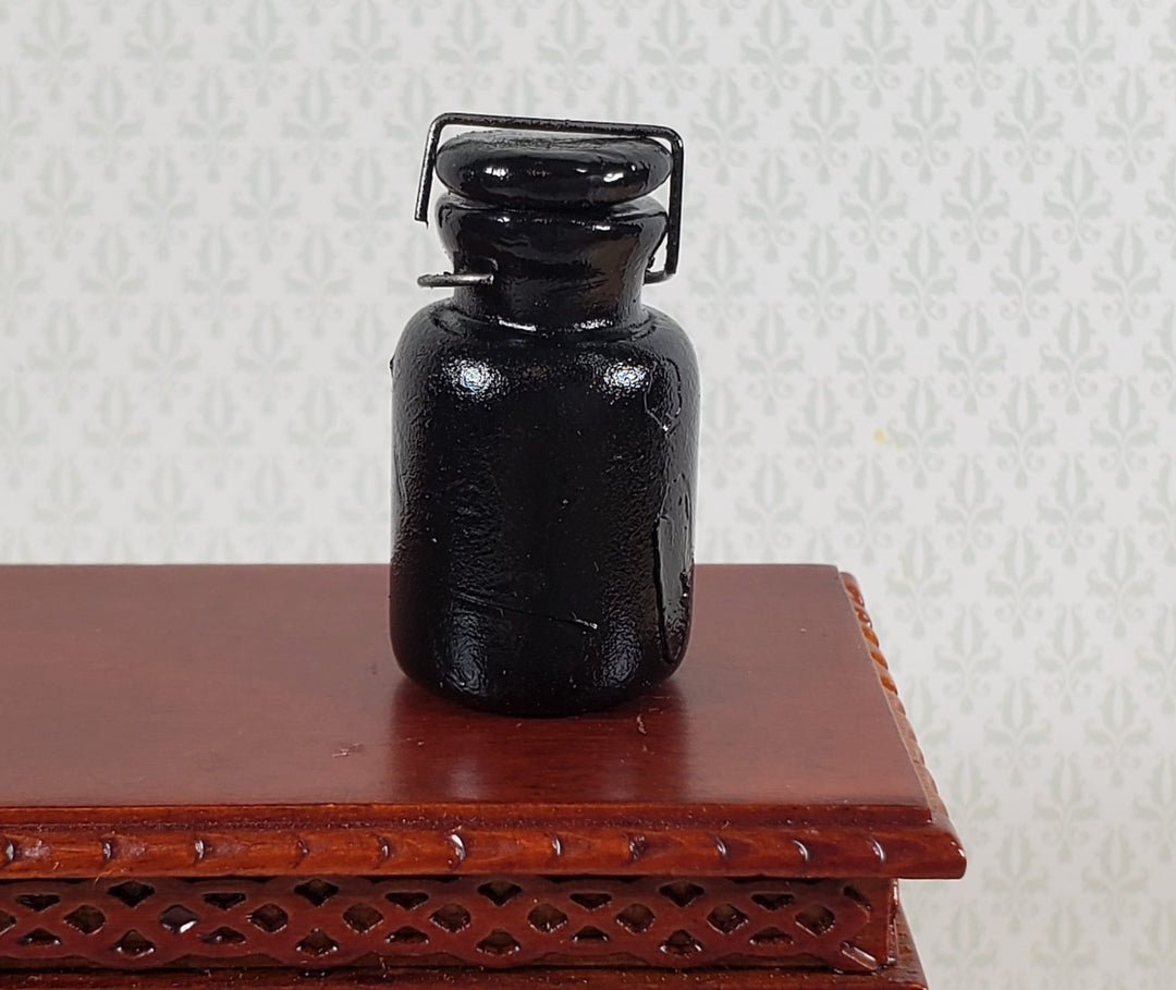 Dollhouse Jar Large Black Glass with Removable Lid 1:12 Scale Miniature - Miniature Crush