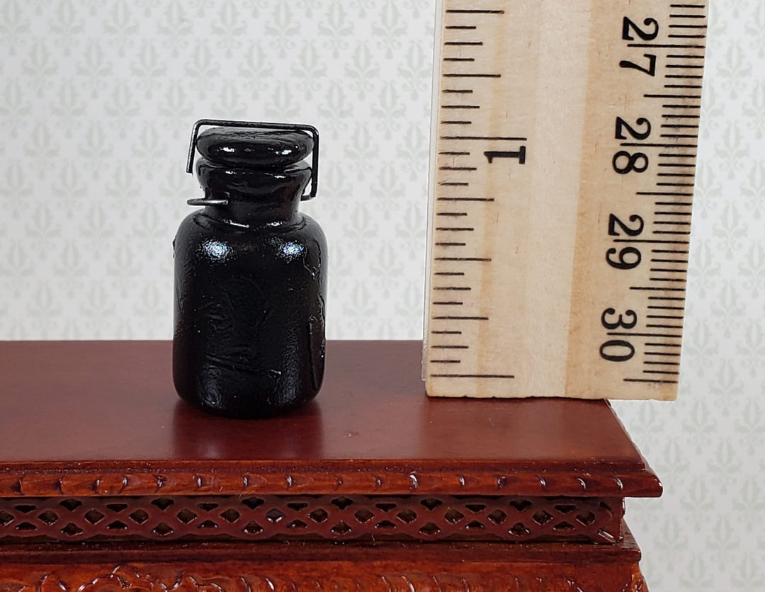 Dollhouse Jar Large Black Glass with Removable Lid 1:12 Scale Miniature - Miniature Crush