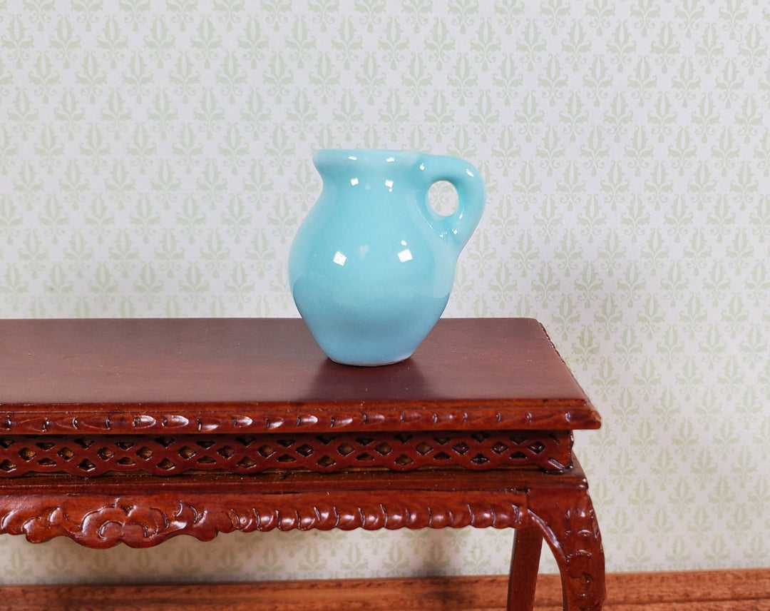 Dollhouse Jug with Handle Sea Green Ceramic 1:12 Scale Miniature Decor - MiniatureCrush