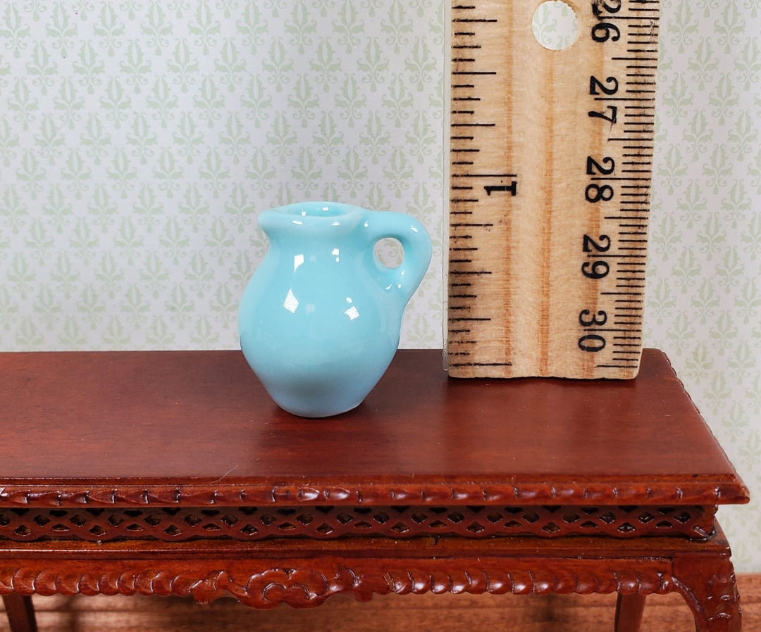 Dollhouse Jug with Handle Sea Green Ceramic 1:12 Scale Miniature Decor - MiniatureCrush