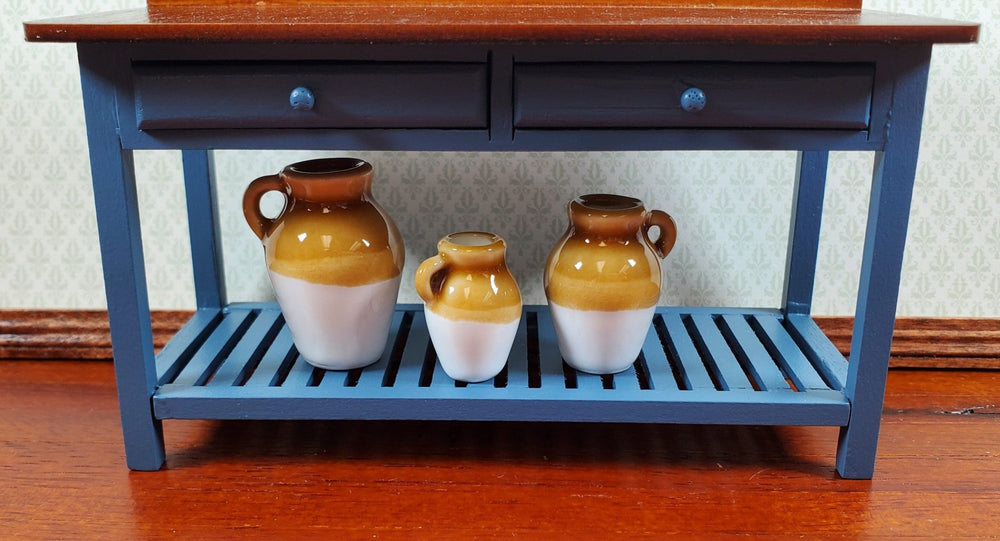 Dollhouse Jugs Crocks with Handles Large Set of 3 1:12 Scale Miniatures - MiniatureCrush