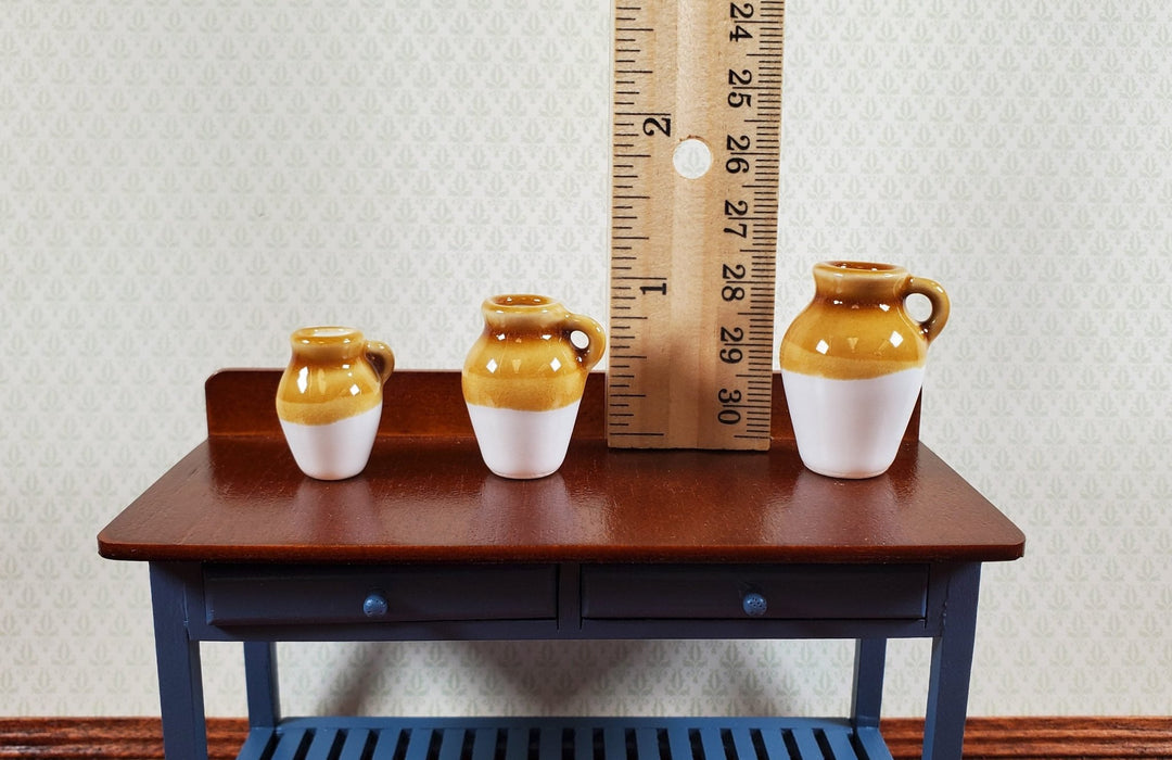 Dollhouse Jugs Crocks with Handles Large Set of 3 1:12 Scale Miniatures - MiniatureCrush