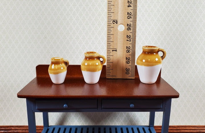 Dollhouse Jugs Crocks with Handles Large Set of 3 1:12 Scale Miniatures - MiniatureCrush