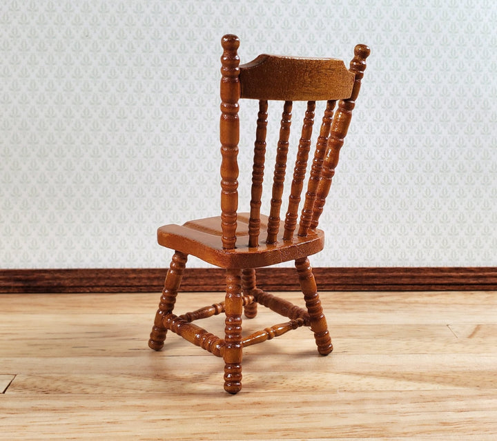 Dollhouse Kitchen Chair Spindle Back Walnut Finish 1:12 Scale Miniatures - Miniature Crush