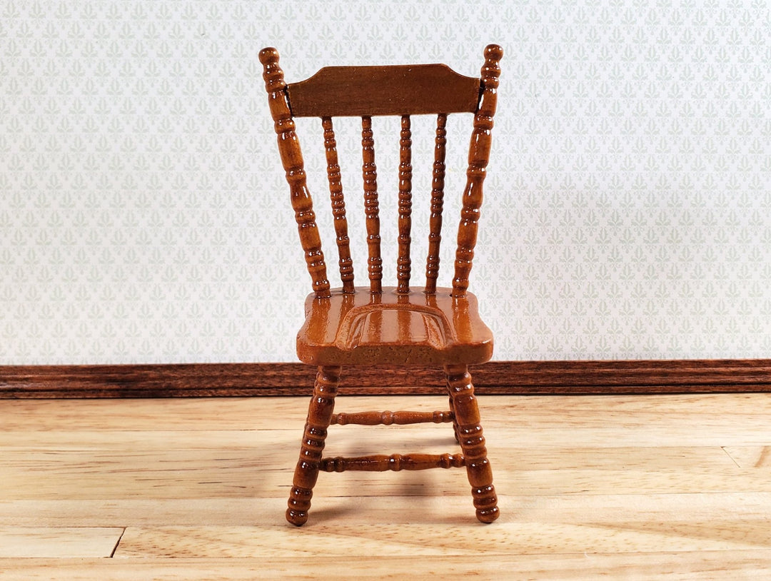 Dollhouse Kitchen Chair Spindle Back Walnut Finish 1:12 Scale Miniatures - Miniature Crush