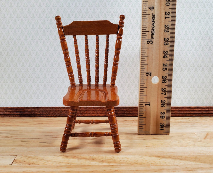 Dollhouse Kitchen Chair Spindle Back Walnut Finish 1:12 Scale Miniatures - Miniature Crush