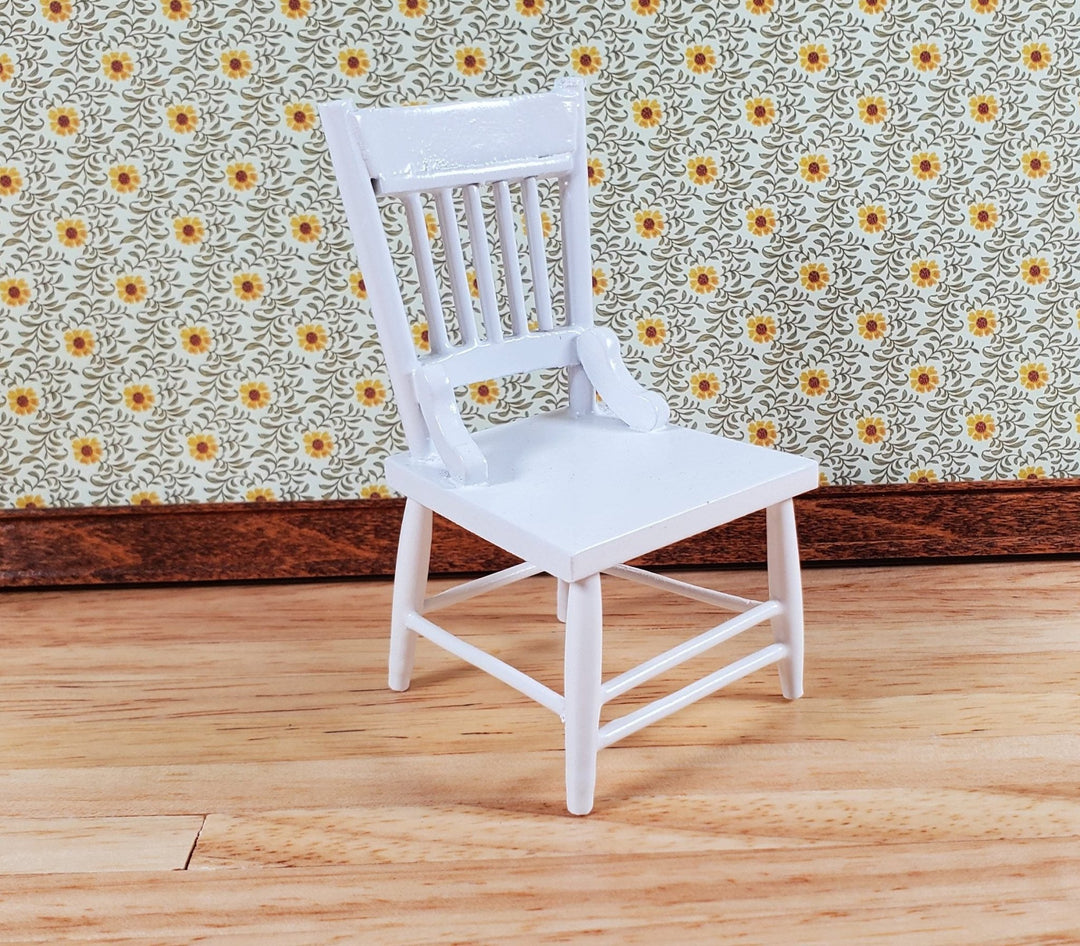 Dollhouse Kitchen Chair White Wood 1:12 Scale Miniature Furniture - Miniature Crush