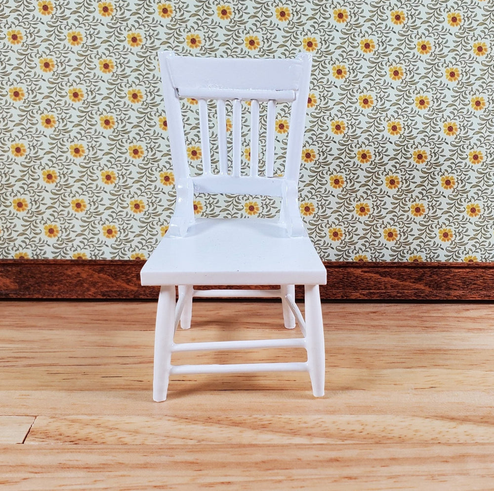 Dollhouse Kitchen Chair White Wood 1:12 Scale Miniature Furniture - Miniature Crush