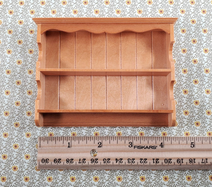 Dollhouse Kitchen Shelf Large Hanging Wood with Pine Finish 1:12 Scale Furniture - Miniature Crush