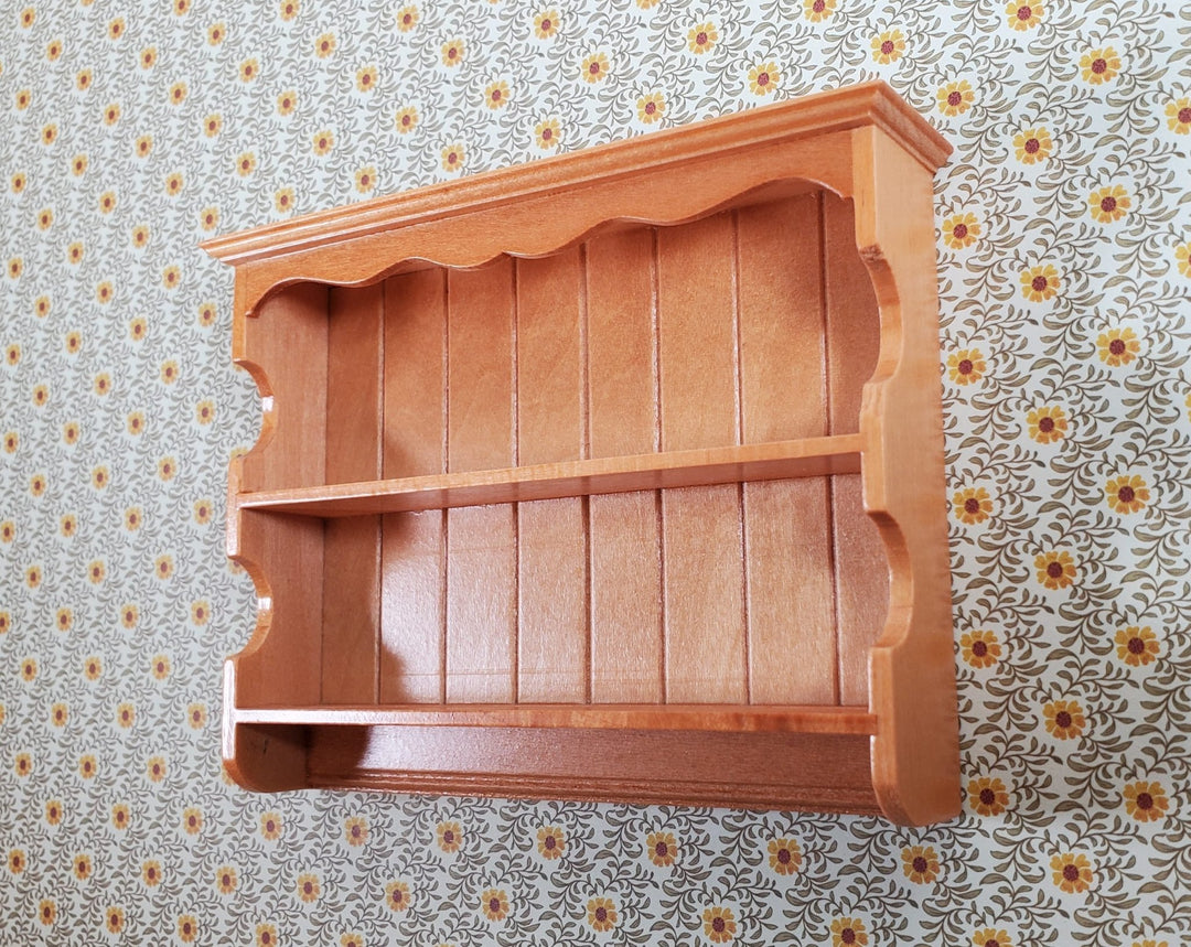 Dollhouse Kitchen Shelf Large Hanging Wood with Pine Finish 1:12 Scale Furniture - Miniature Crush