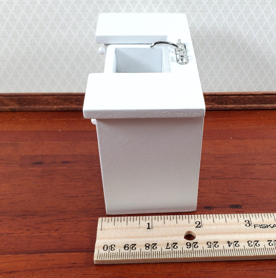 Dollhouse Kitchen Sink All White Country Style Basin 1:12 Scale Miniature - Miniature Crush