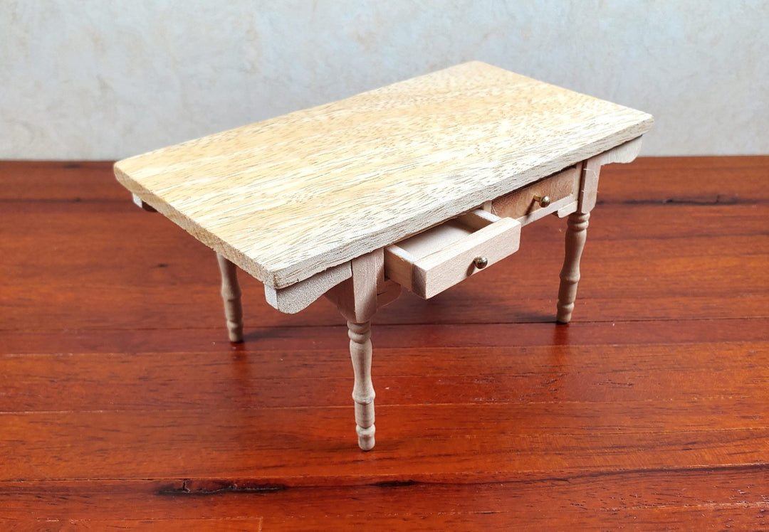Dollhouse Kitchen Table Farmhouse Style Unpainted Wood 1:12 Scale Miniature - MiniatureCrush
