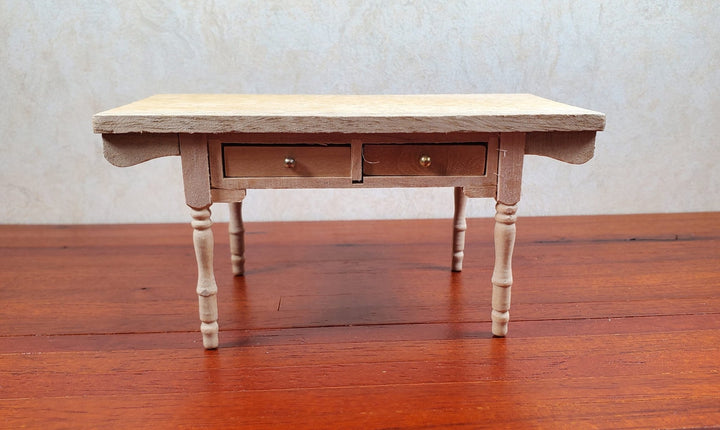 Dollhouse Kitchen Table Farmhouse Style Unpainted Wood 1:12 Scale Miniature - MiniatureCrush