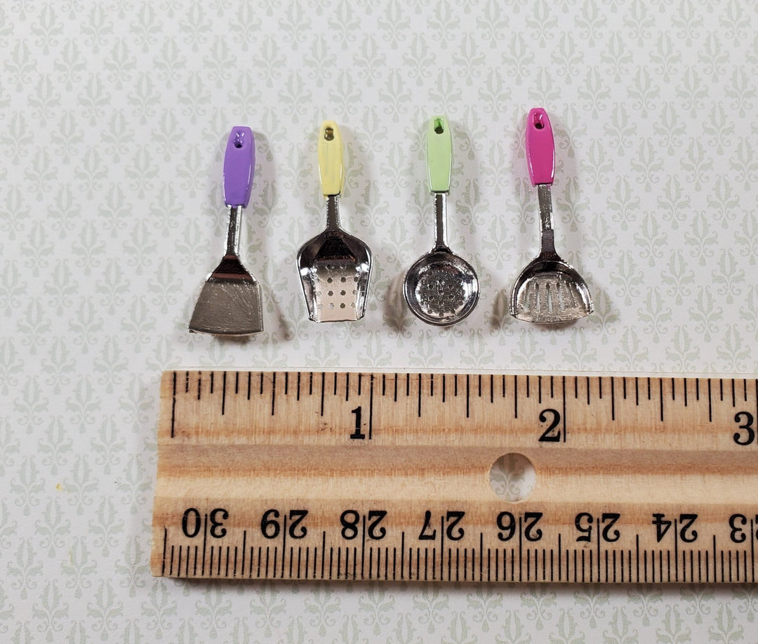 Dollhouse Kitchen Utensils Modern Style Spatula Strainer x4 1:12 Scale Miniature - Miniature Crush