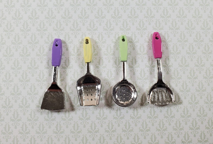 Dollhouse Kitchen Utensils Modern Style Spatula Strainer x4 1:12 Scale Miniature - Miniature Crush