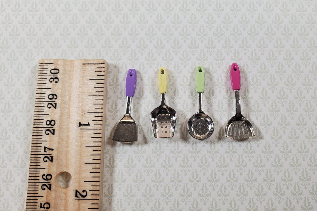 Dollhouse Kitchen Utensils Modern Style Spatula Strainer x4 1:12 Scale Miniature - Miniature Crush