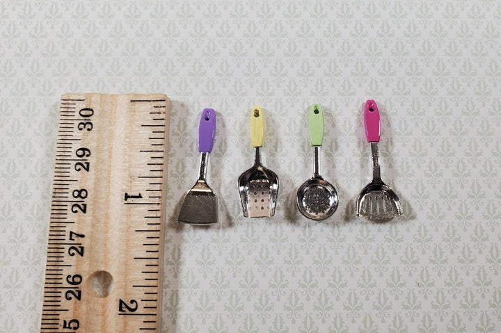 Dollhouse Kitchen Utensils Modern Style Spatula Strainer x4 1:12 Scale Miniature - Miniature Crush