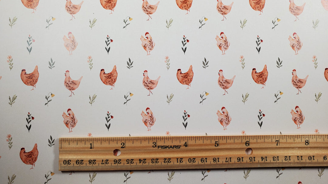 Dollhouse Kitchen Wallpaper 3 Sheet Peachy Chickens 1:12 Country Spring - MiniatureCrush