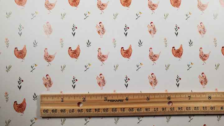 Dollhouse Kitchen Wallpaper 3 Sheet Peachy Chickens 1:12 Country Spring - MiniatureCrush