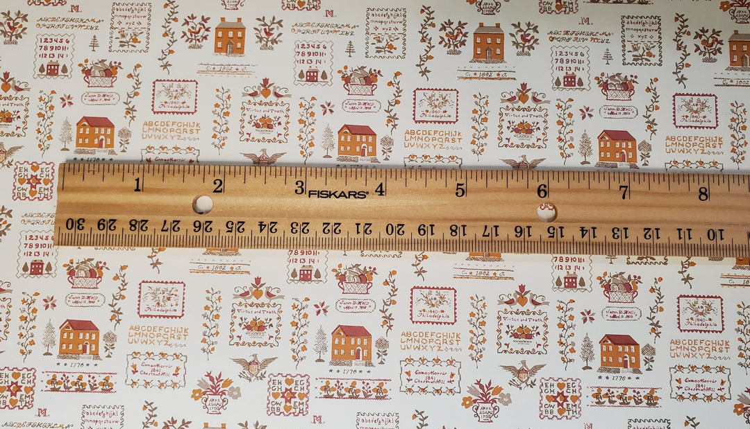 Dollhouse Kitchen Wallpaper 3pcs Sampler Rust Federal Colonial Style 1:12 Scale - MiniatureCrush