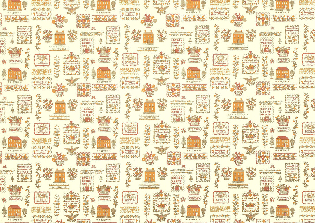 Dollhouse Kitchen Wallpaper 3pcs Sampler Rust Federal Colonial Style 1:12 Scale - MiniatureCrush