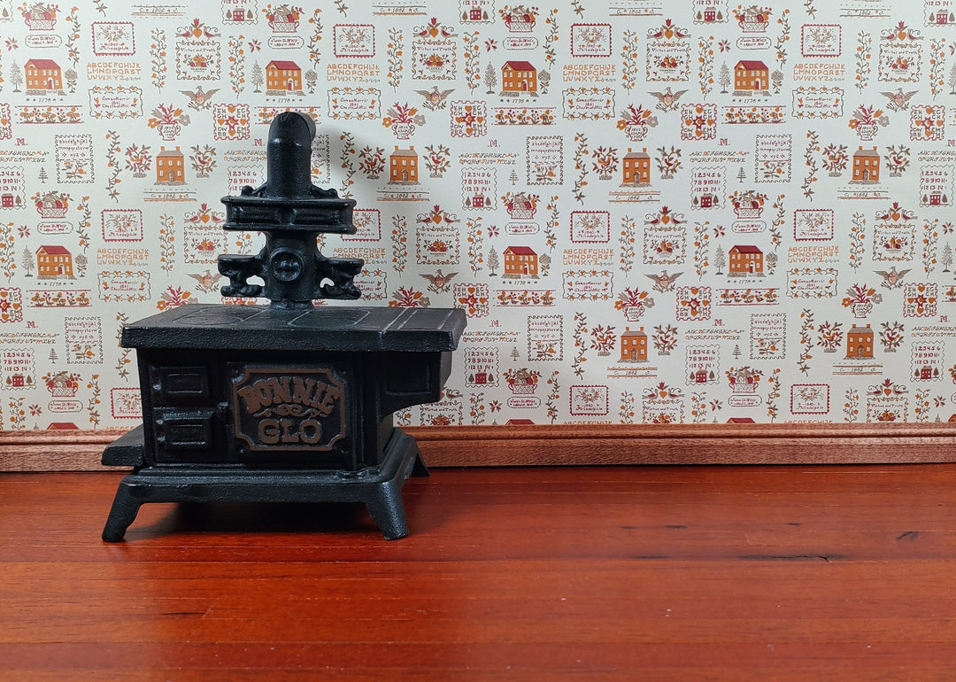 Dollhouse Kitchen Wallpaper 3pcs Sampler Rust Federal Colonial Style 1:12 Scale - MiniatureCrush