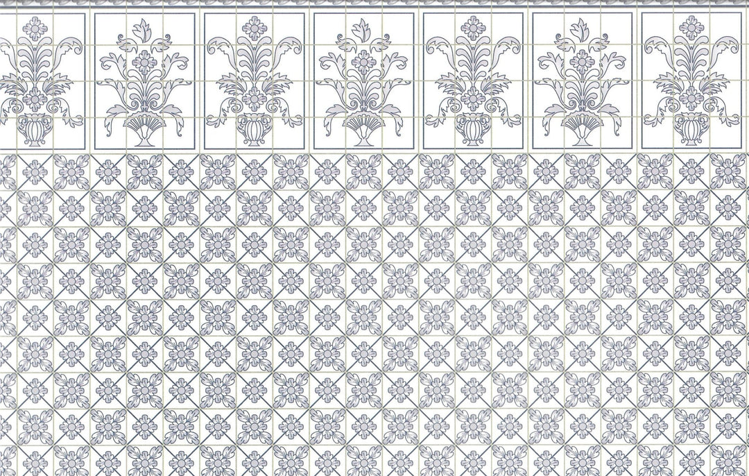 Dollhouse Kitchen Wallpaper by Brodnax "Leslie Blue" Delft Style 1:12 Scale - Miniature Crush