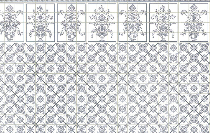 Dollhouse Kitchen Wallpaper by Brodnax "Leslie Blue" Delft Style 1:12 Scale - Miniature Crush