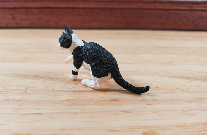 Dollhouse Kitten Black and White Playful Pose Kitty Cat 1:12 Scale Miniature Pet - Miniature Crush