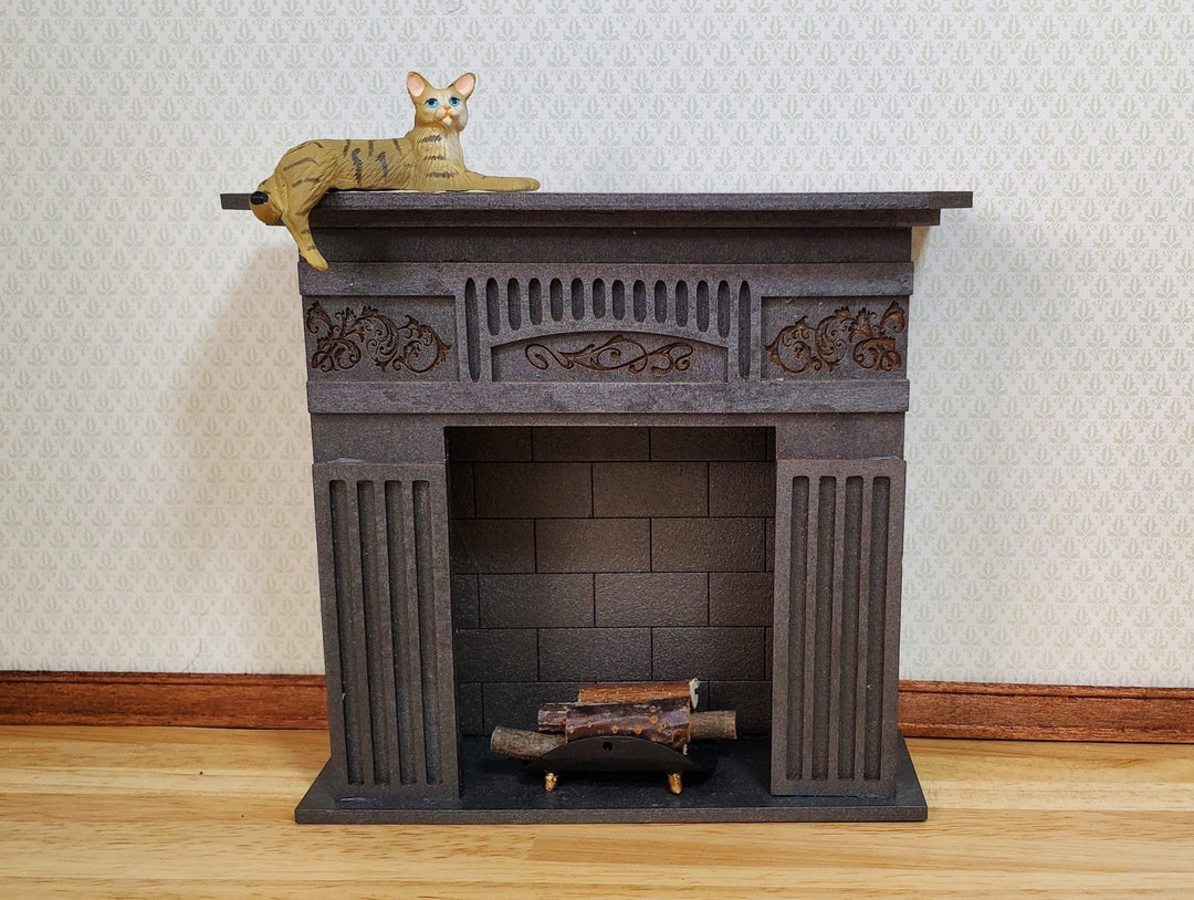 Dollhouse Kitty Cat Brown Tabby Shelf Sitter Leg Down 1:12 Scale Miniature Pet - MiniatureCrush