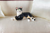 Dollhouse Kitty Cat Calico Lying Down on Side 1:12 Scale Miniature Pet