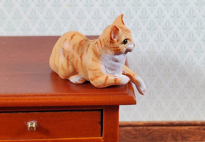 Dollhouse Kitty Cat Orange Tabby Paw Stretched 1:12 Scale Pets Animals - Miniature Crush